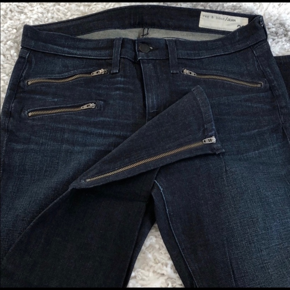 Rag&Bone dark wash skinny jeans zipper detail sz29